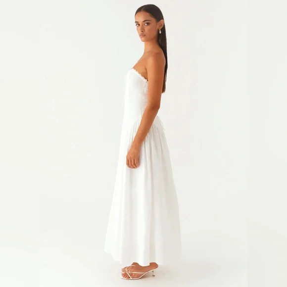 Peppermayo Elegant White Strapless Maxi Dress - Picture 3 of 6